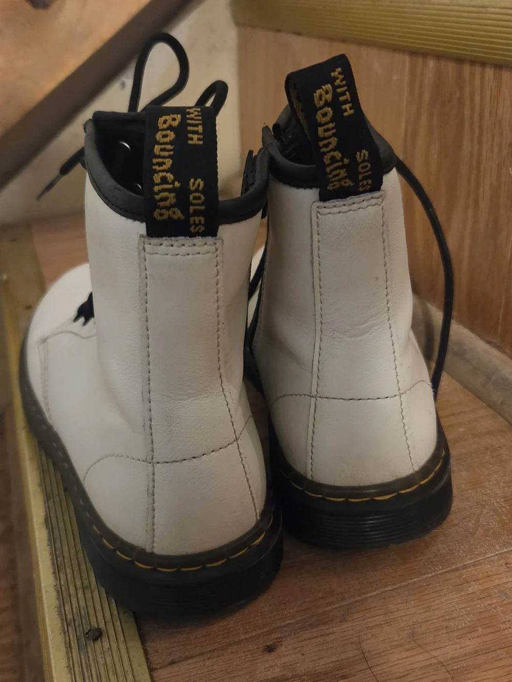 Dr. Martens White Lace-Up Leather Boots